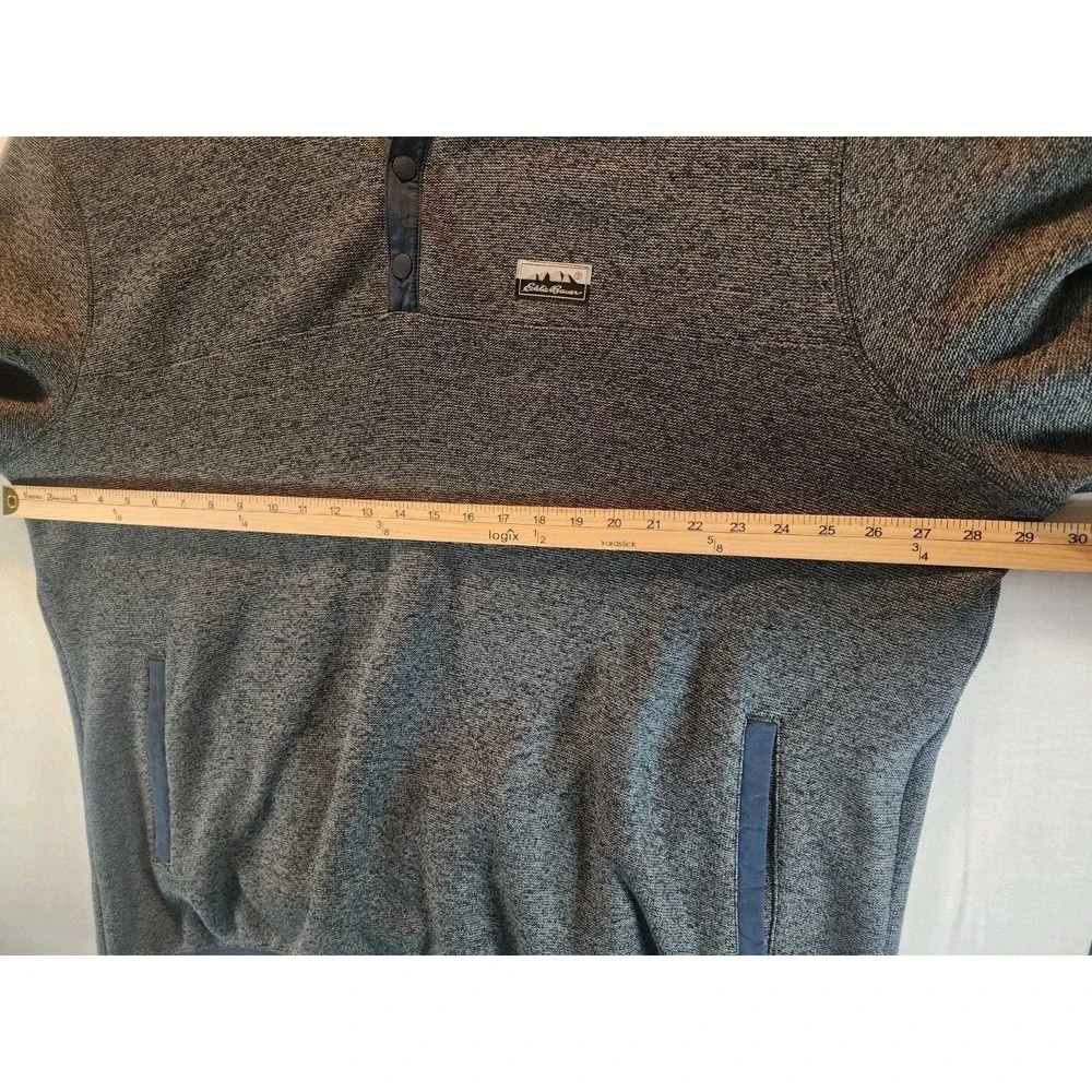 Eddie‎ Bauer Mens XXL 2XL Gray Knit Long Sleeve Snap Pullover Sweater Fleece